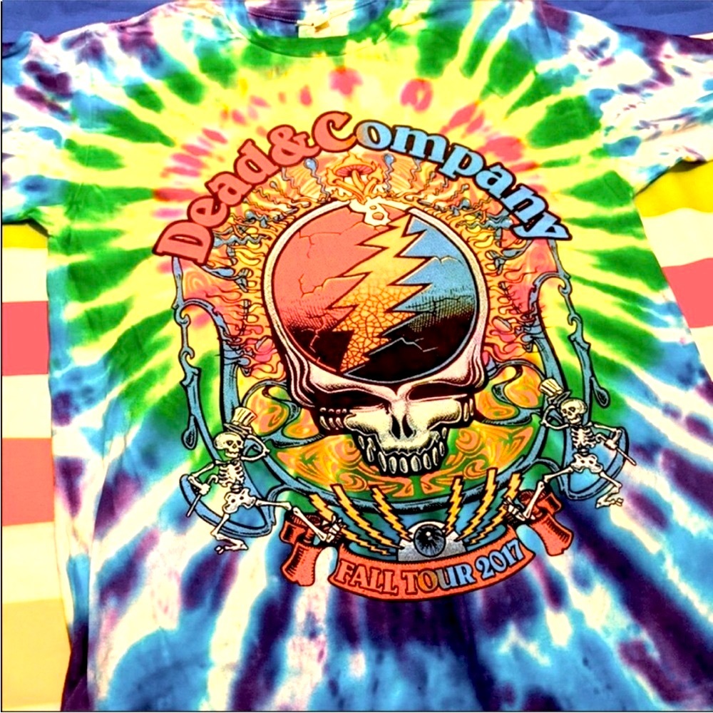 “Dead & Company” steal your face 2-sided Tie Dye Concert Shirt “Fall Tour 2017”!